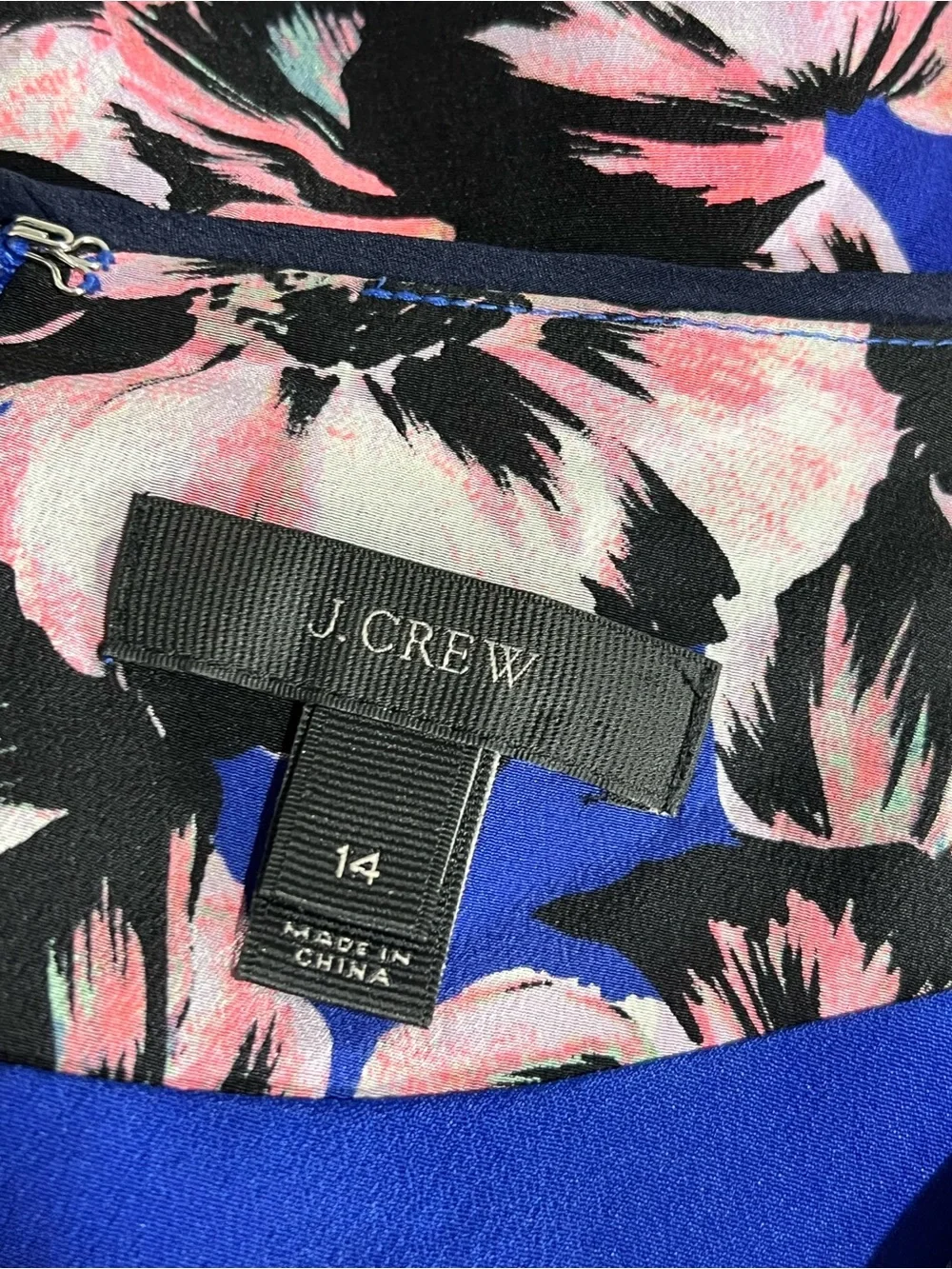 J. Crew dress 14 Pink/Blue Floral V-Neck A-line knee length office fall church